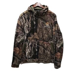 Scentlok Mens Reticle Camo 1/4 Zip Hooded Pullover Sz L Carbon Alloy Hunting